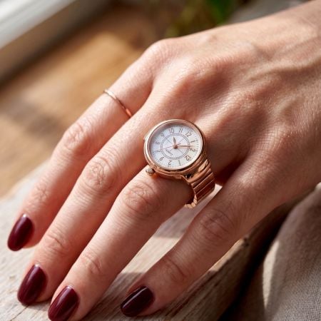 Handmade Stainless Steel 18K Gold Watch Ring